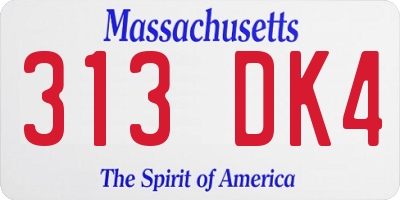 MA license plate 313DK4