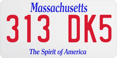 MA license plate 313DK5
