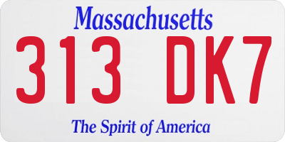 MA license plate 313DK7