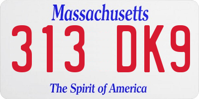 MA license plate 313DK9