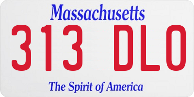 MA license plate 313DL0