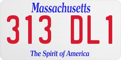 MA license plate 313DL1