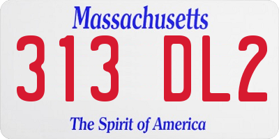 MA license plate 313DL2