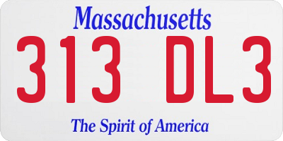 MA license plate 313DL3