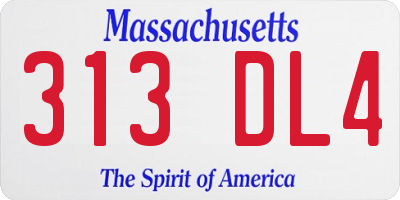 MA license plate 313DL4