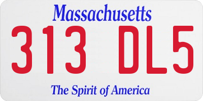 MA license plate 313DL5