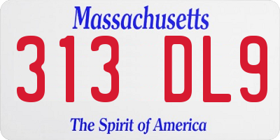 MA license plate 313DL9