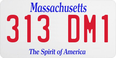 MA license plate 313DM1