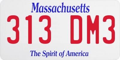 MA license plate 313DM3
