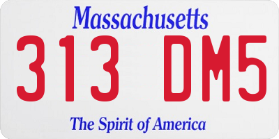 MA license plate 313DM5