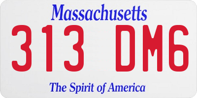 MA license plate 313DM6