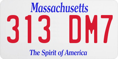 MA license plate 313DM7