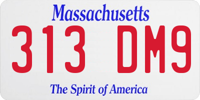 MA license plate 313DM9