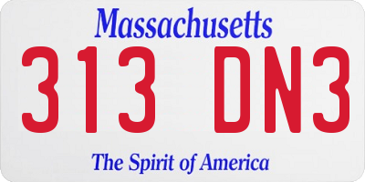 MA license plate 313DN3