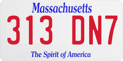 MA license plate 313DN7