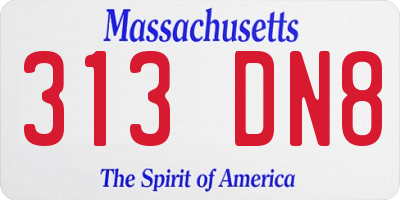 MA license plate 313DN8