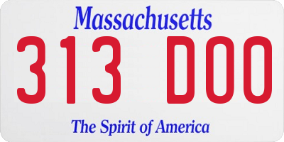 MA license plate 313DO0