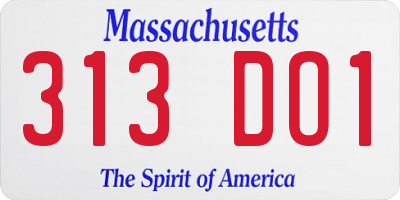MA license plate 313DO1