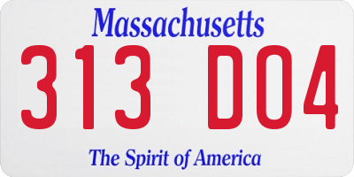 MA license plate 313DO4