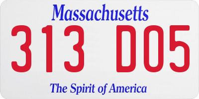 MA license plate 313DO5