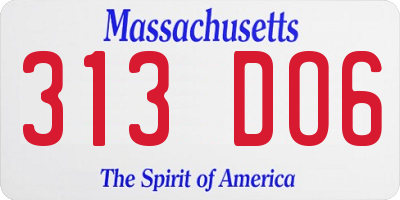 MA license plate 313DO6