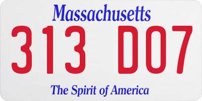 MA license plate 313DO7