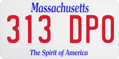 MA license plate 313DP0