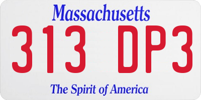 MA license plate 313DP3