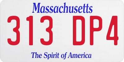 MA license plate 313DP4