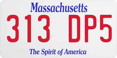 MA license plate 313DP5