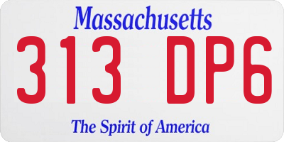 MA license plate 313DP6
