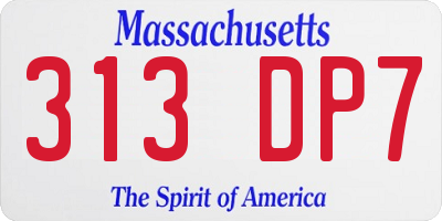 MA license plate 313DP7