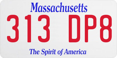 MA license plate 313DP8