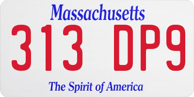 MA license plate 313DP9