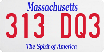 MA license plate 313DQ3