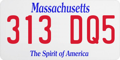 MA license plate 313DQ5