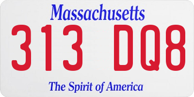 MA license plate 313DQ8