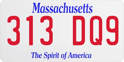 MA license plate 313DQ9