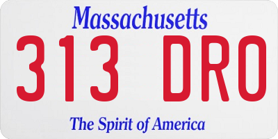 MA license plate 313DR0