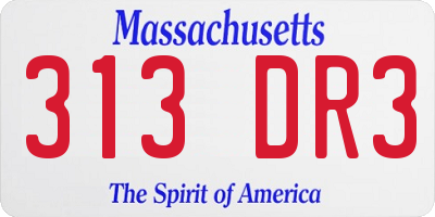 MA license plate 313DR3