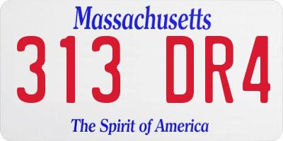 MA license plate 313DR4