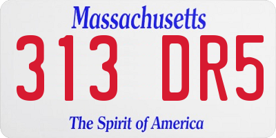 MA license plate 313DR5
