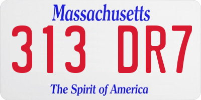 MA license plate 313DR7