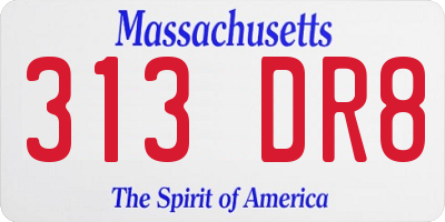 MA license plate 313DR8