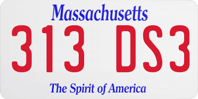 MA license plate 313DS3