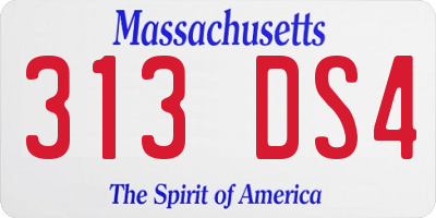 MA license plate 313DS4