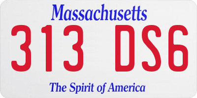 MA license plate 313DS6