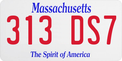 MA license plate 313DS7