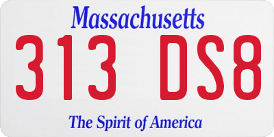 MA license plate 313DS8