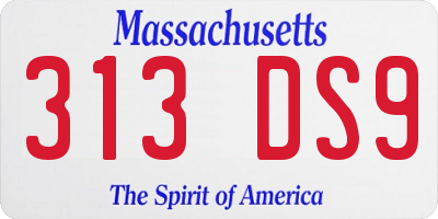 MA license plate 313DS9
